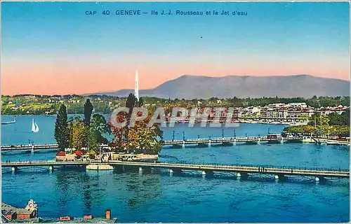 Cartes postales moderne Geneve Ile JJ Rousseau et le Jet d'Eau