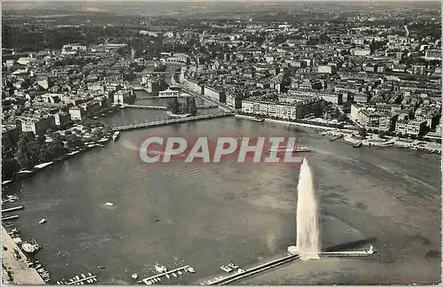 Cartes postales moderne Geneve Vue aerinne du jet d'Eau la Rade et la Ville