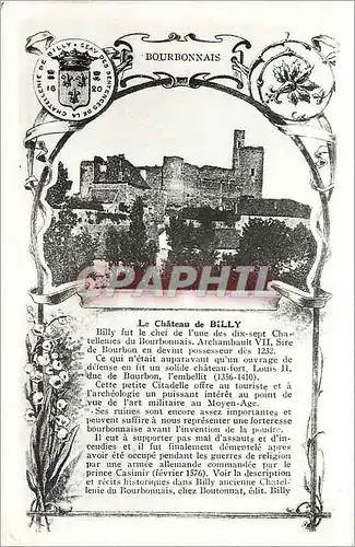 Cartes postales moderne Bourbonnais Le Chateau de Billy