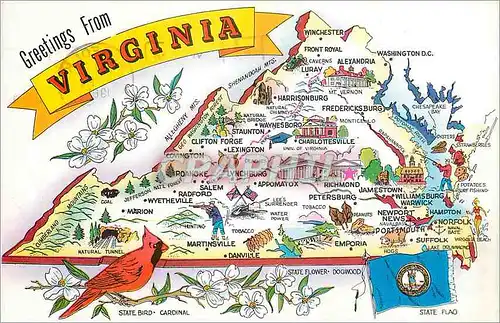 Moderne Karte Greeting from Virginia