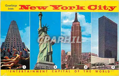 Cartes postales moderne New York City RCA Building Statue of Liberty Empire State Building United Nations Building