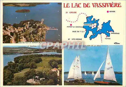 Moderne Karte Le Lac de Vassiviere Creuse Hte Vienne Camping Le ch�teau Plaisir de la voile