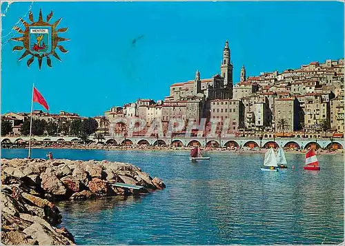 Cartes postales moderne Cote d'Azur French Riviera Menton Alpes Maritimes La Plage et la Vieille Ville