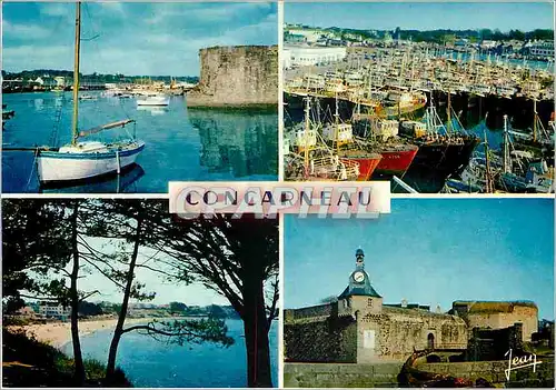 Cartes postales moderne Concarneau Le Port Chalutiers au repos La Plage L'entree de la ville Close et le Beffroi Bateaux