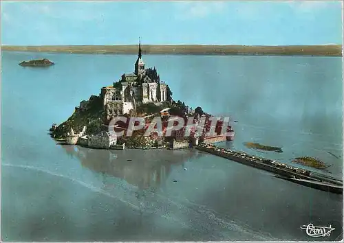 Moderne Karte Mont Saint Michel Manche Vue generale aerienne a maree haute