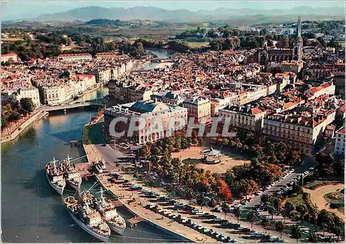 Moderne Karte Bayonne Vue generale et l'hotel de ville Bateaux