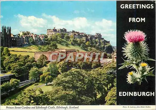 Cartes postales moderne Prince Street Gardens and Edinburgh Castle Edinburgh Scotland