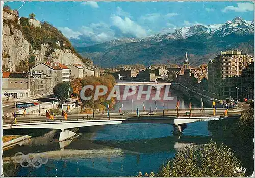 Cartes postales moderne Grenoble Ville Olympique L'Isere Le pont de la Porte de France et le Rocher de la Bastille