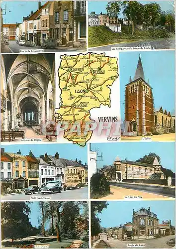 Cartes postales moderne Vervins Aisne Rue de la Republique Les remparts et la Nouvelle Route La Tour du Roy