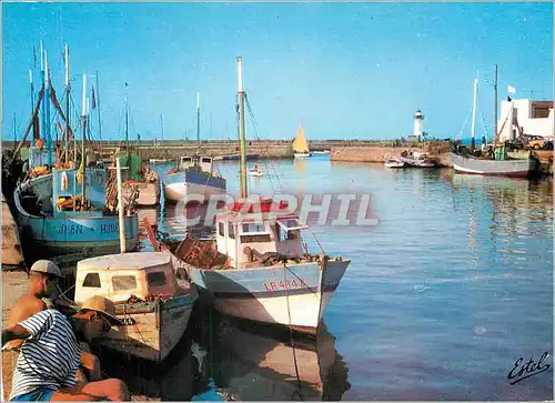 Moderne Karte Ile de Re Le Port de la Flotte Bateaux