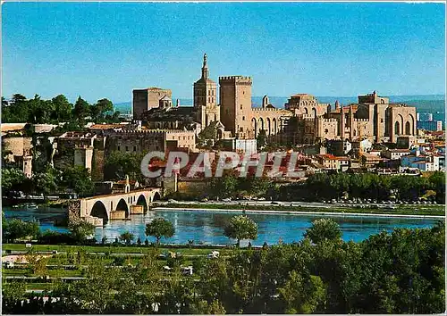 Cartes postales moderne Avignon Vaucluse Le Pont Saint Benezet et le Palais des Papes