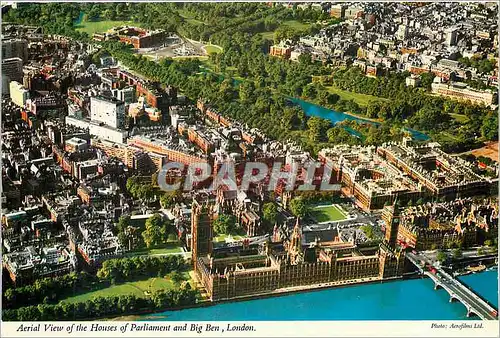 Cartes postales moderne Aerial View of the Houses of Parliament and Big Ben London