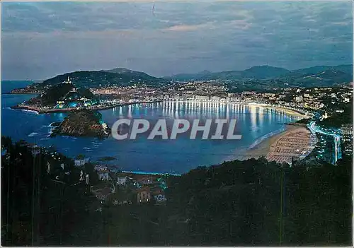 Cartes postales moderne San Sebastian La Baie la nuit