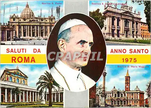 Cartes postales moderne SS Paul VI avec les quatre Basiliques Romaines