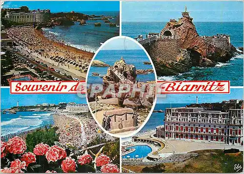 Cartes postales moderne Biarritz Basses Pyr de gauche a droite La Grande Plage Le Rocher de la Vierge