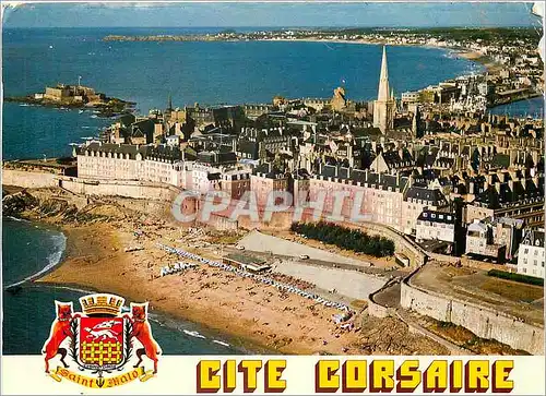 Cartes postales moderne Saint Malo Cite Corsaire La plage de Bon Secours et la ville intra muros