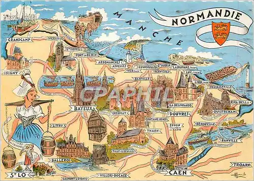 Cartes postales moderne Manche Normandie Bayeux Grandcamp Caen Douvres