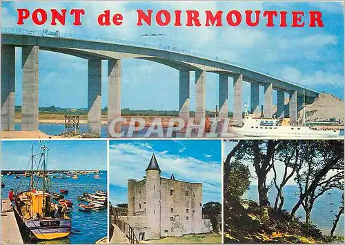 Moderne Karte Pont de Noirmoutier Vendee reliant l'Ile au Continent de la pointe de la Fosse a Fromentine Bate