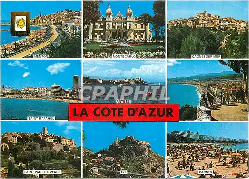 Moderne Karte Souvenir de la Cote d'Azur Menton Monte Carlo Cagnes sur Mer Saint Raphael Antibes Nice Saint Pa