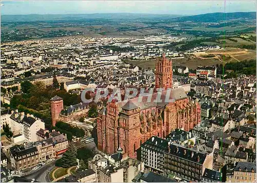 Moderne Karte Rodez Aveyron Vue du ciel la Cathedrale Notre Dame