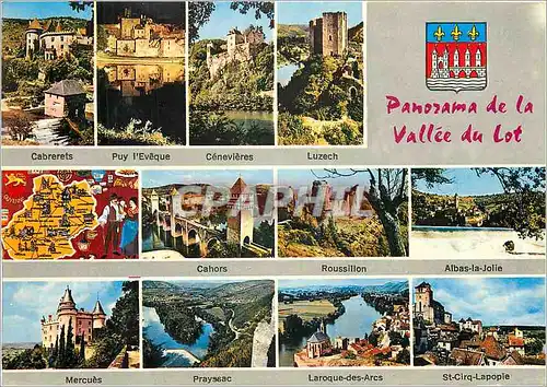 Cartes postales moderne Panorama de la Vallee du Lot Cabrerets Puy l'Eveque Cenevieres Luzech
