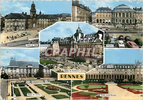 Moderne Karte Rennes Hotel de Ville Theatre Palais du Commerce