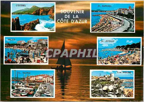 Moderne Karte Souvenir de la Cote d'Azur Roches rouges de l'Esterel Saint Raphael Frejus Plage St Aygulf