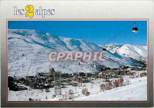 Cartes postales moderne Dauphine France Les 2 Alpes Vue generale les pistes et le telepherique du Jandri