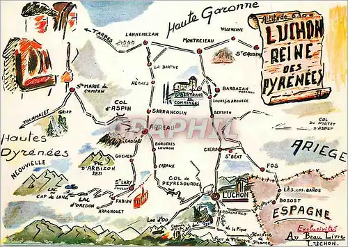 Moderne Karte Luchon La Reine des Pyrenees