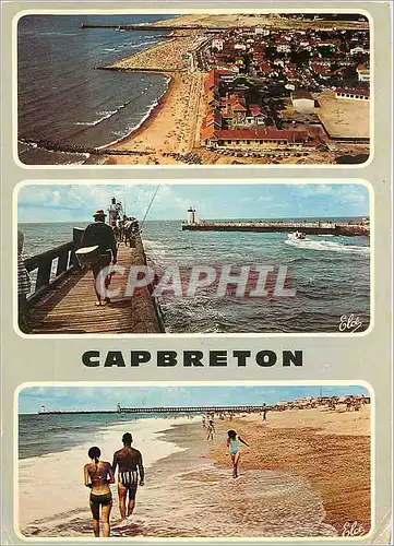 Moderne Karte Capbreton Vue generale de la Plage Les Pecheurs sur l'Estacade