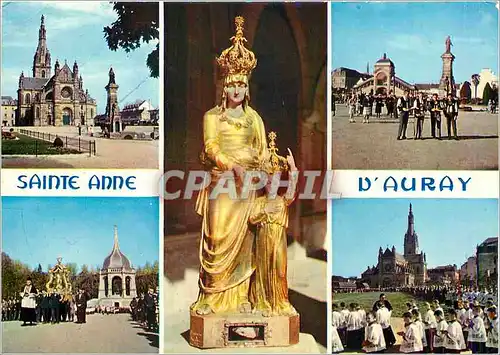 Cartes postales moderne Sainte Anne d'Auray Morbihan La Basilique la Scala la Fontaine et la Statue de Sainte Anne