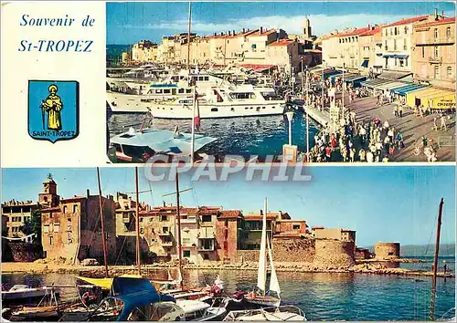 Moderne Karte Saint Tropez Var Le port des yachts Le port des pecheurs