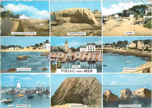 Cartes postales moderne Piriac sur Mer L'Eglise et Hotel de la Pointe Tombeau d'Almanzar La Plage