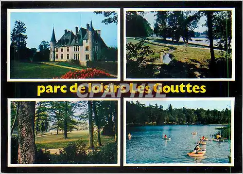 Moderne Karte Parc de Loisirs des Gouttes Thionne Allier Le chateau le petit lac et vues du parc