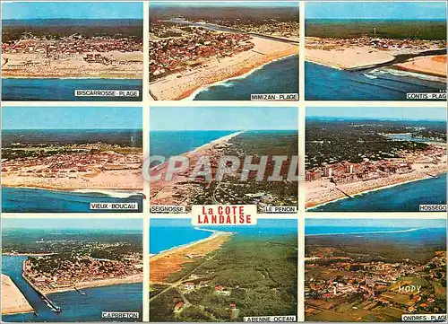 Moderne Karte Les Landes Touristiques En survolant les plages Landaises