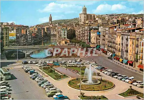 Moderne Karte Gerona Place de Catalogne et l'Onar