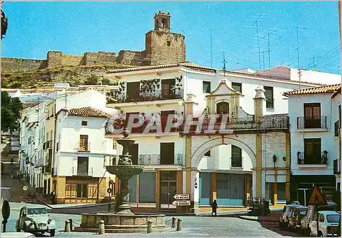 Moderne Karte Antequera Malaga Place de Saint Sebastian Au fond le Chateau Arabe