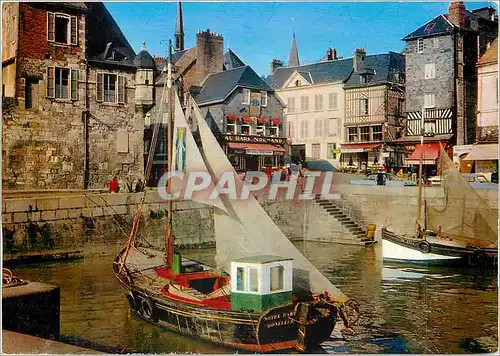 Moderne Karte En Normandie Honfleur (Calvados) Vieilles Maisons Normandes prises du Port Bateau