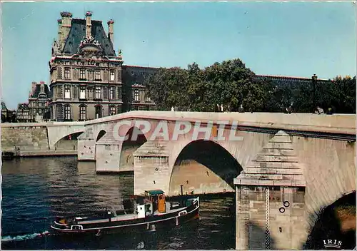 Moderne Karte Paris le Palais du Louvre Pont Royal Bateau