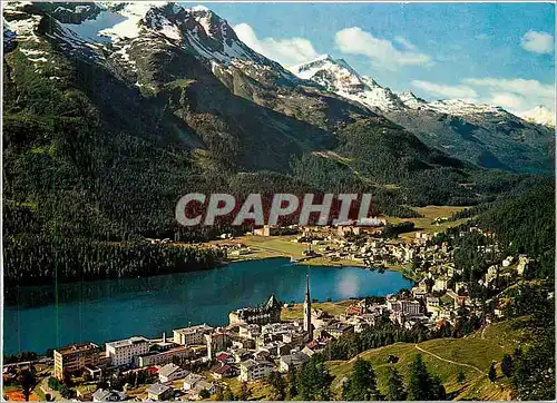 Moderne Karte St Moritz 1800 m M mit Piz Rosatsch und Piz Corvatsch