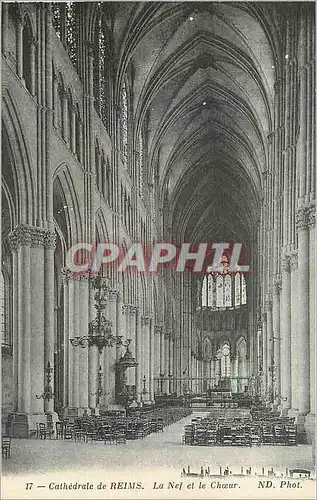 Cartes postales Cathedrale de Reims La Nef et le Choeur