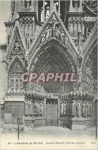 Ansichtskarte AK Cathedrale de Reims Grand Portail Porche gauche