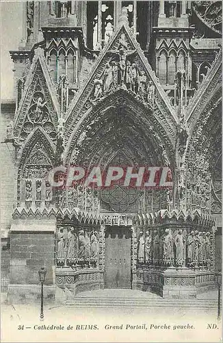 Cartes postales Cathedrale de Reims Grand Portail Porche gauche