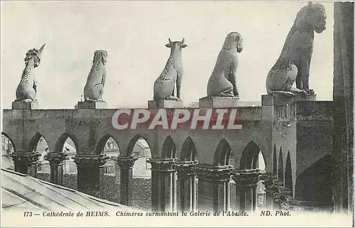 Ansichtskarte AK Cathedrale de Reims Chimeres Surmontant la Galerie de l'Abside