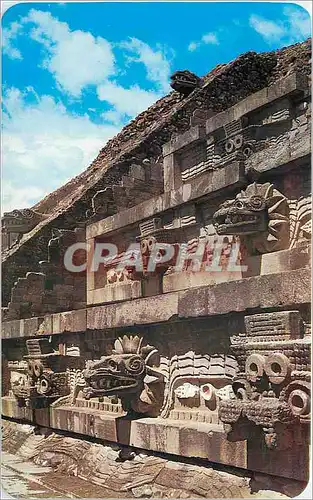 Moderne Karte Mexico Cabezas de Tlalon en el Templo de Quetzalcoatl Teotihuacan Edo