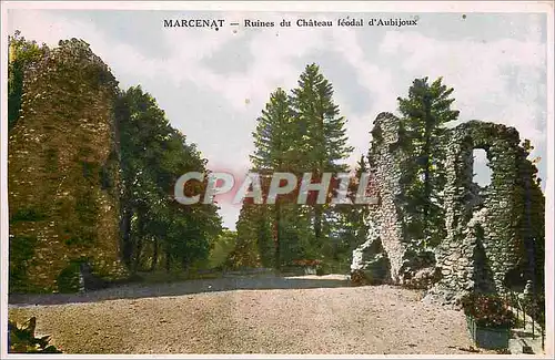 Moderne Karte Marcenat Ruines du chateau feodal d'aubijoux