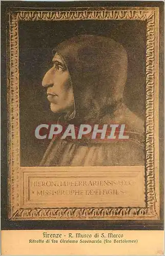 Ansichtskarte AK Firenze R Museo di S Marco Ritratto di Girolamo Savonarola (Fra Bartolomeo)