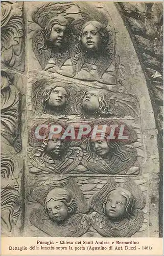 Cartes postales Perugia Chiesa dei Santi Andrea e Bernardino Dettaglio della lunetta sopra la porla (Agostino di