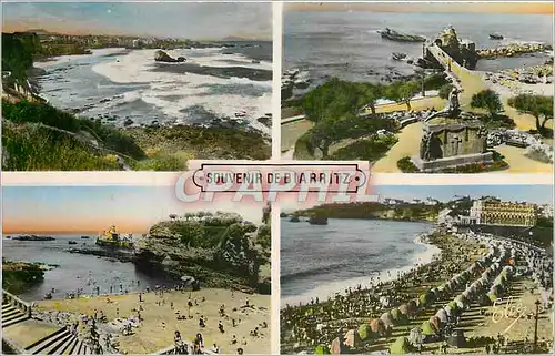 Cartes postales moderne Biarritz Vue generale le rocher de la Vierge et le Monument aux morts la Plage du Port vieux