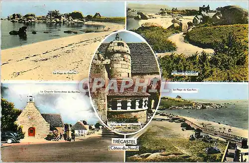 Cartes postales moderne Tregastel Cotes du Nord La plage du gouffre Cas Pars La chapelle Sainte Anne du Roc Hau